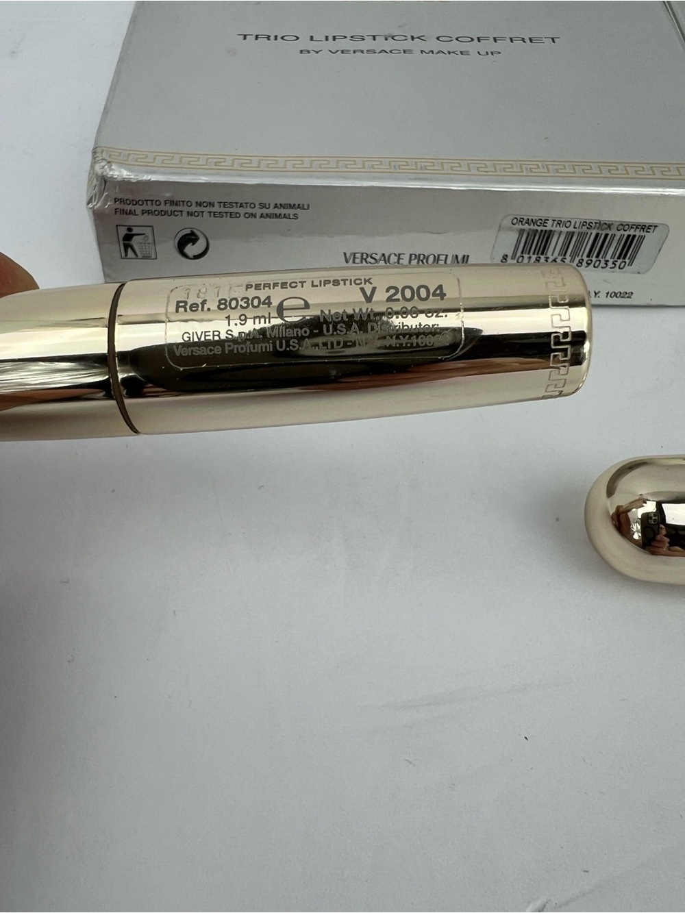 VERSACE TRÍO VINTAGE LIPSTICKS COFFRET SET WITH MEDUSA LOGO, IN GOLD COLOR - Picture 6 of 14